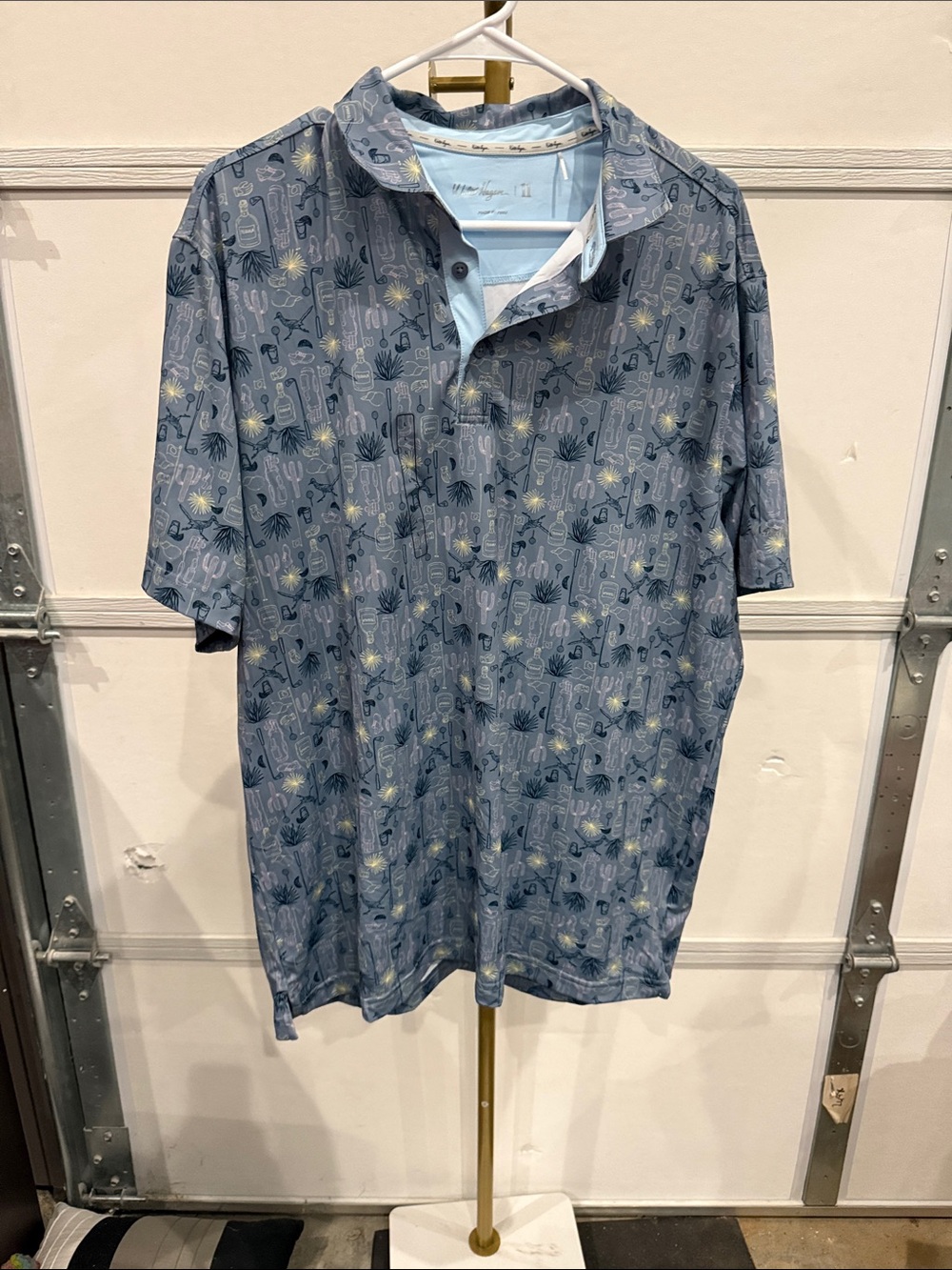 Walter Hagen Blue Printed Short-Sleeve Polo